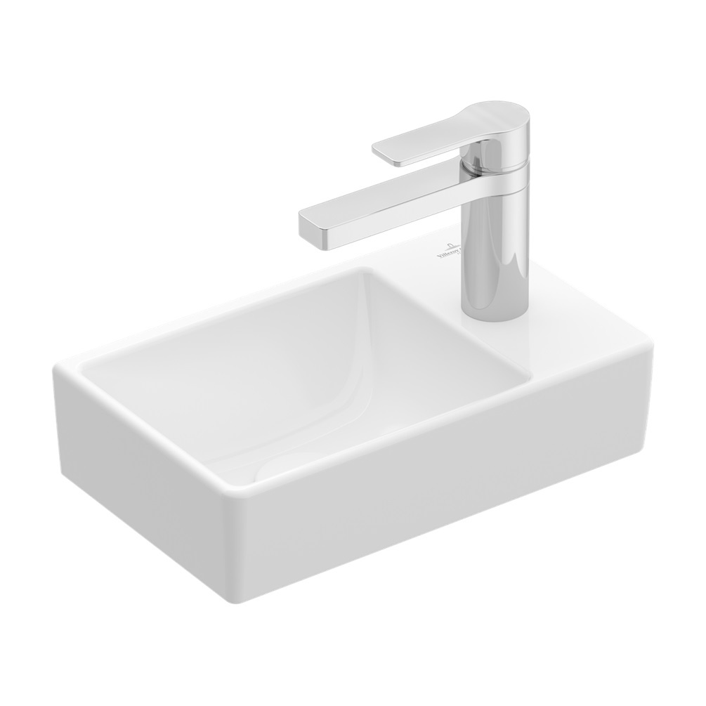 Product cut out image of Villeroy and Boch Avento 360mm Handwashbasin left hand basin - tap on right, left angle view 43003L01